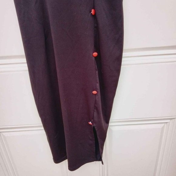 Black 1960s Button Slit Bodycon Dress - Picture 3 of 8